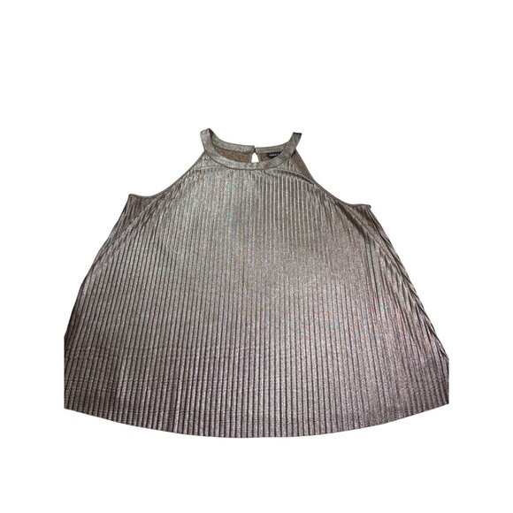 Torrid Womens Plus Size 3 (US 3X) Metallic Bronze Brown Pleated Sleeveless Top - Picture 1 of 5